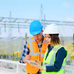 General. Enegeneers discussing project at a power station